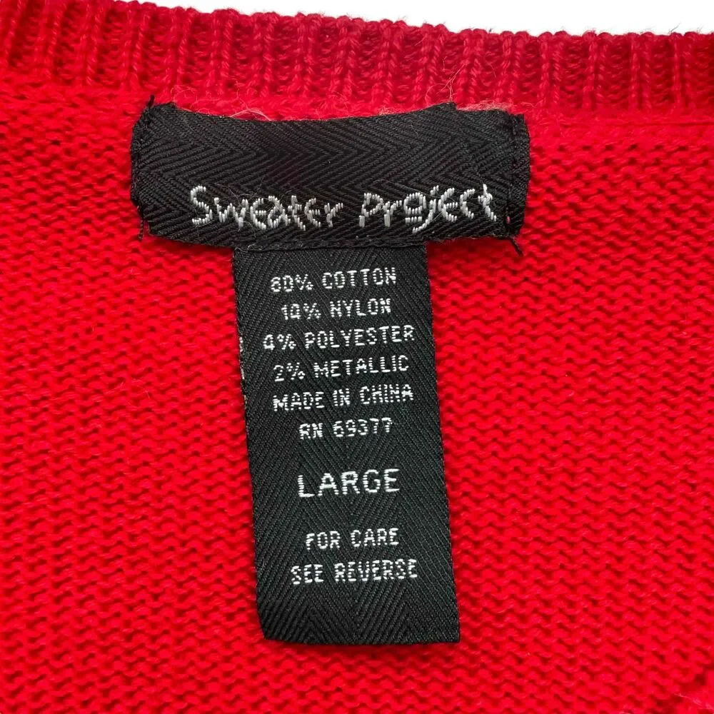 Sweater Project Red Santa Knit Sweater Dress Large Santacon Holiday Christmas - Picture 10 of 14